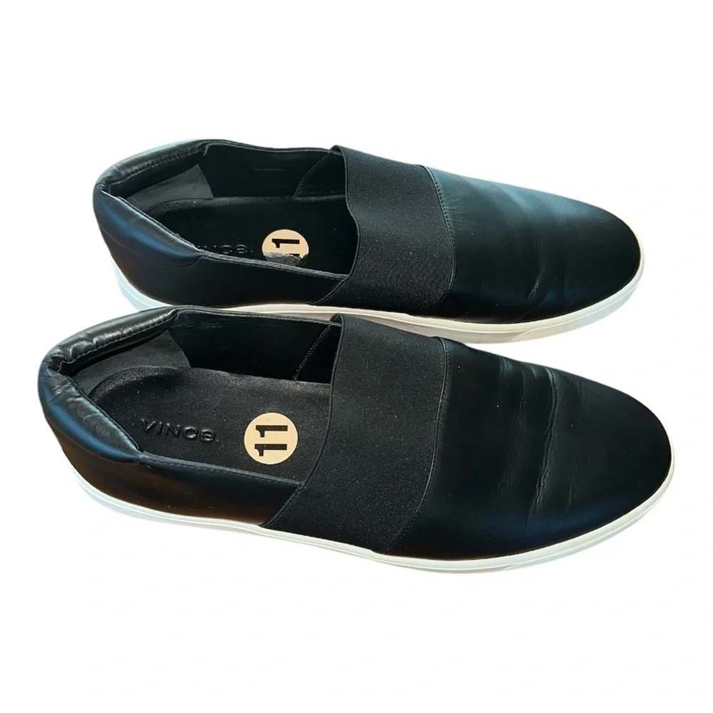 Vince corbin women’s black leather slip on sneakers shoes size 11